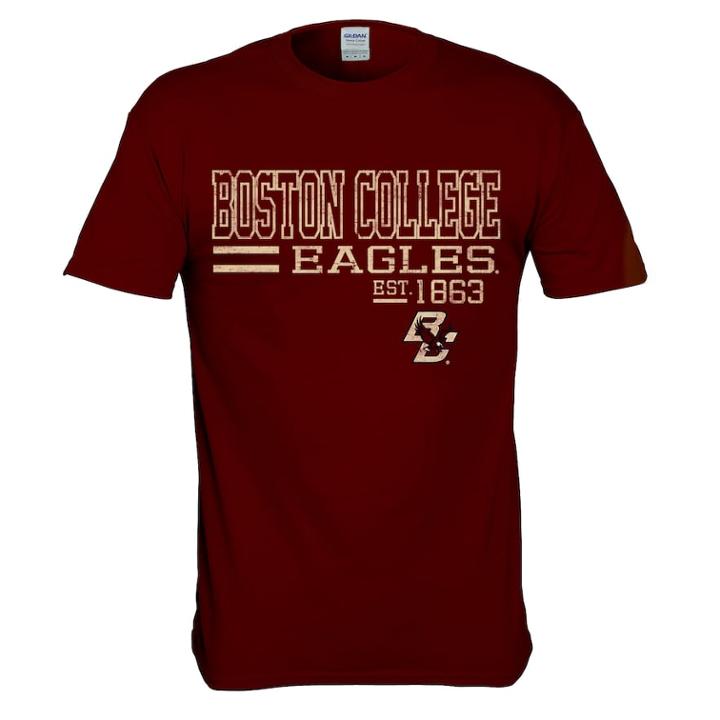Men's Boston College Eagles Right Stack Tee, Size: Small, Dark Red