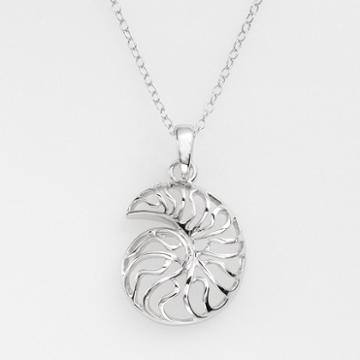 Jewelry For Trees Platinum Over Silver Seashell Pendant, Women's, Grey