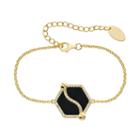 Onyx & Lab-created White Sapphire 14k Gold Over Silver Hexagon Bracelet, Women's, Size: 6.5, Multicolor
