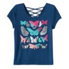 Girls Plus Size Mudd&reg; Criss-cross Lattice Back Tee, Size: 12 1/2, Med Blue