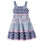 Girls 4-6x Blueberi Boulevard Tiered Pattern Dress, Size: 4, Blue
