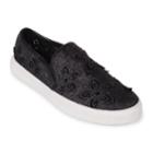 Wanted Women's Lasercut Glitter Slip-on Sneakers, Size: 7, Black