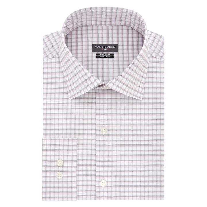 Men's Van Heusen Flex Collar Checkered Dress Shirt, Size: 14.5-32/33, Pink