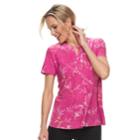 Women's Croft & Barrow&reg; Jacquard Pintuck Henley Top, Size: Xxl, Med Pink