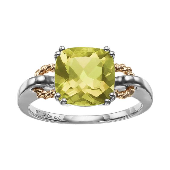 Lemon Quartz Sterling Silver And 18k Gold Over Silver Ring, Women's, Size: 9, Yellow