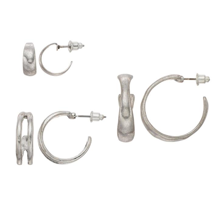 Nickel Free Hoop Earring Set, Women's, Silver