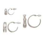 Nickel Free Hoop Earring Set, Women's, Silver