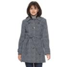 Women's Tower By London Fog Floral Short Trench Coat, Size: Large, Blue (navy)