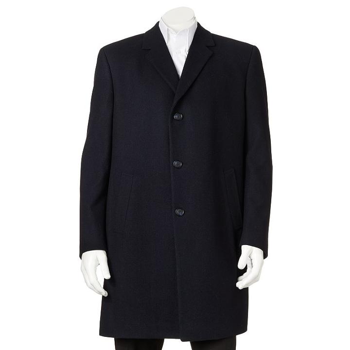 Men's Billy London 38-in. Wool-blend Overcoat, Size: 44 Long, Blue