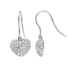 Sterling Silver Lab-created White Sapphire Heart Drop Earrings, Women's