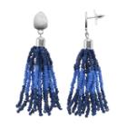 Blue Seed Bead Tassel Drop Earrings, Women's