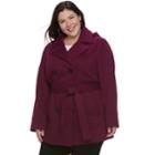 Plus Size D.e.t.a.i.l.s Hooded Double-breasted Fleece Jacket, Women's, Size: 2xl, Med Purple