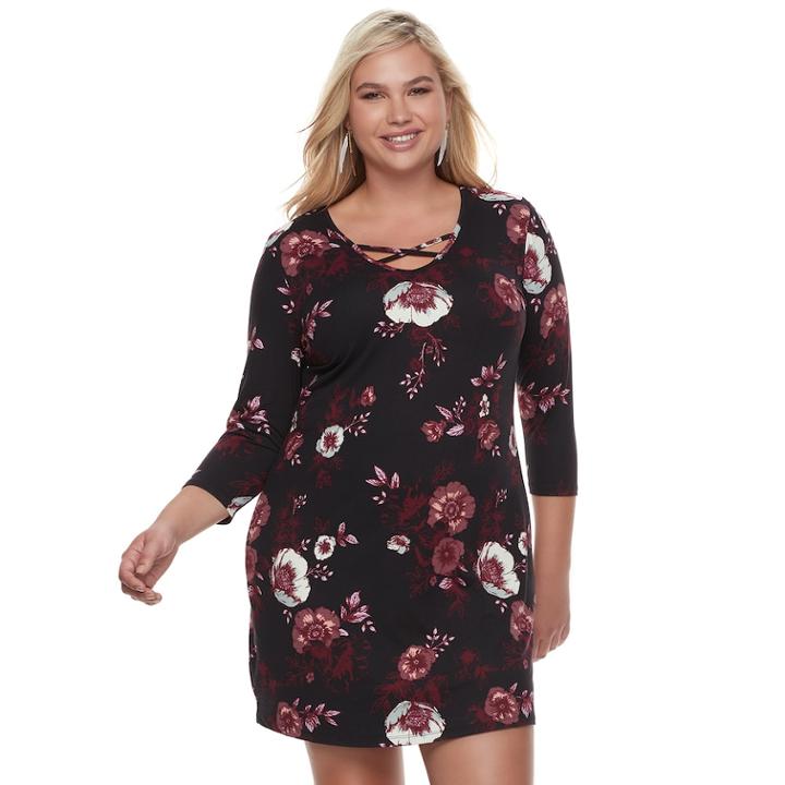 Juniors' Plus Size Mudd&reg; Cross Front Bodycon Dress, Teens, Size: 2xl, Oxford
