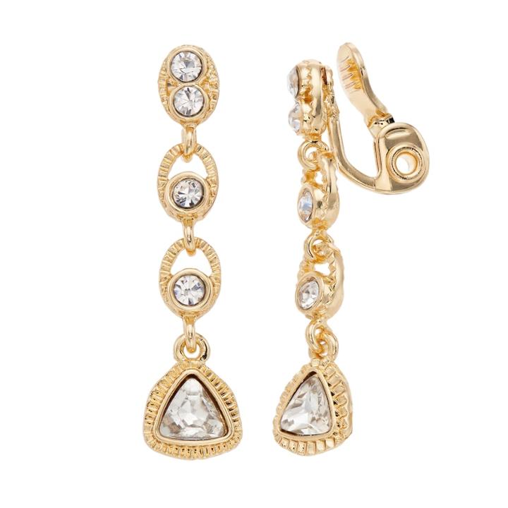 Napier Simulated Crystal Linear Drop Clip-on Earrings, Women's, Gold