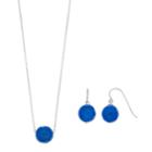 Sterling Silver Agate Bead Necklace & Earring Set, Women's, Blue