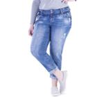 Juniors' Plus Size Amethyst Ripped Girlfriend Jeans, Teens, Size: 14 W, Dark Blue