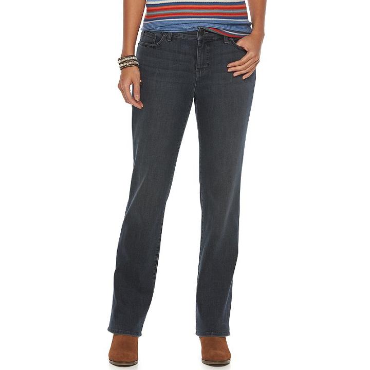 Petite Chaps Curvy Fit Straight-leg Jeans, Women's, Size: 4 Petite, Blue