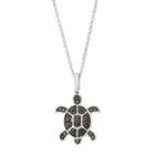 Sterling Silver 1/6 Carat T.w. Black & White Diamond Turtle Pendant Necklace, Women's, Size: 18