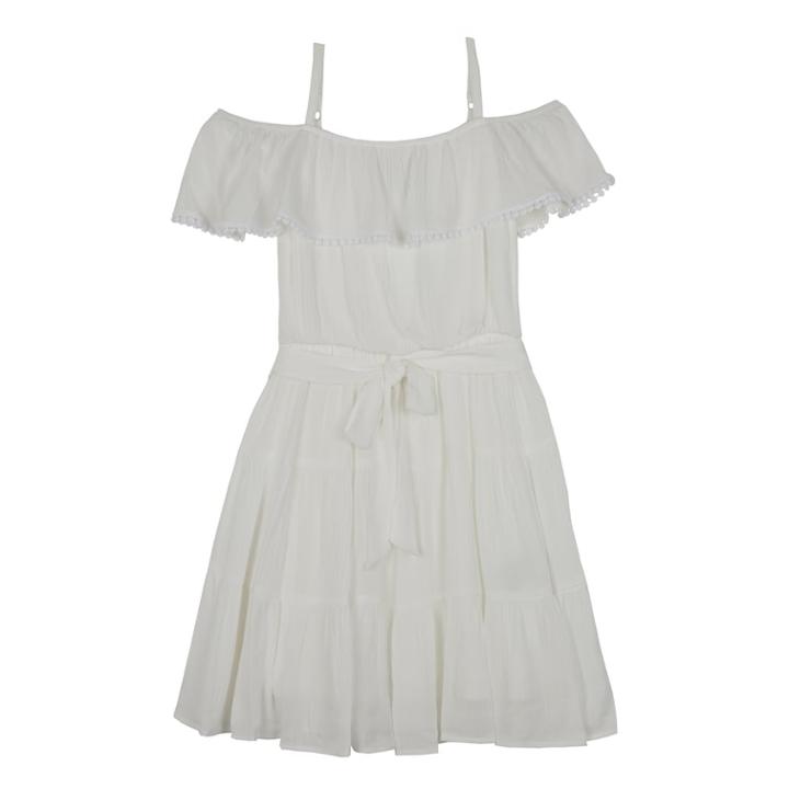 Girls 7-16 Iz Amy Byer Cold Shoulder Ruffled Tiered Dress, Size: 7, White