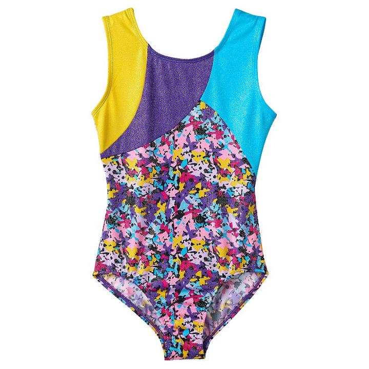 Girls 4-14 Jacques Moret Handspring Stars Leotard, Girl's, Size: Xs, Brown Over