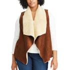 Plus Size Chaps Faux-shearling Open Front Vest, Women's, Size: 1xl, Brown