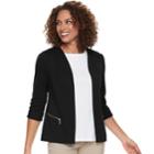 Women's Dana Buchman Textured Zipper-pocket Jacket, Size: Medium, Black