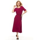 Women's Nina Leonard Solid Tea-length Dress, Size: Small, Med Red
