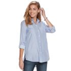 Women's Apt. 9&reg; Poplin Shirt, Size: Xxl, Med Blue