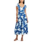 Petite Chaps Floral Fit & Flare Dress, Women's, Size: L Petite, Blue