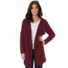 Juniors' Iz Byer California Cable-knit Draped Cardigan, Teens, Size: Small, Dark Red