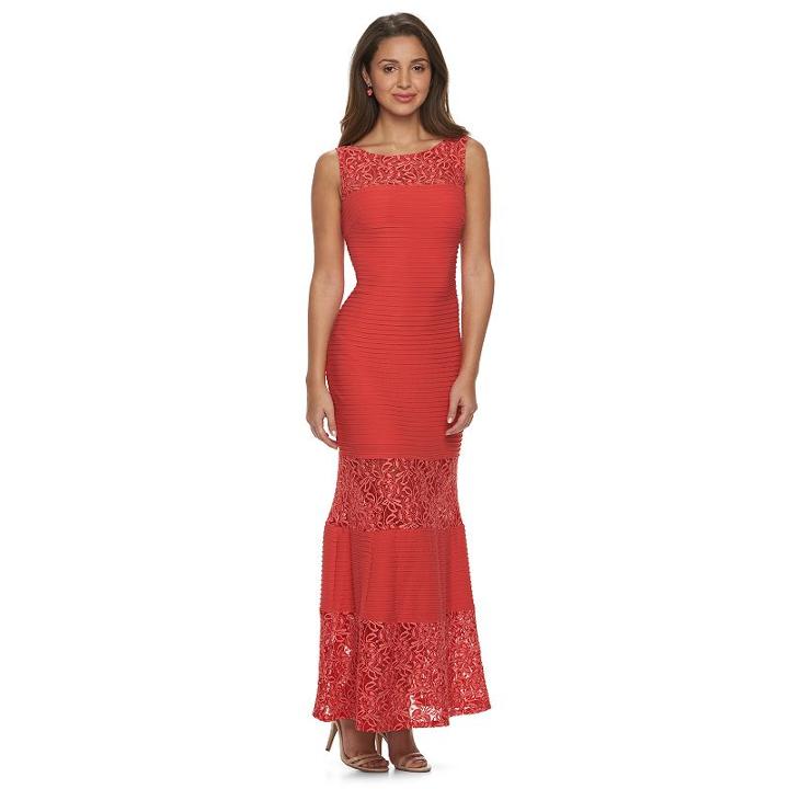 Petite Chaya Lace Pintuck Evening Gown, Women's, Size: 10 Petite, Red