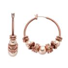 Simply Vera Vera Wang Rose Gold-tone Beaded Hoop Earrings, Women's, Beige