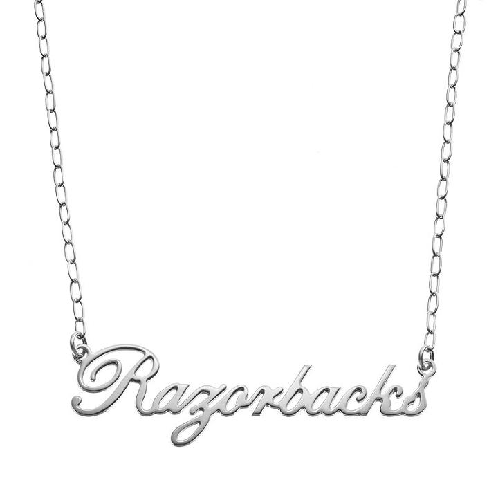 Fiora Sterling Silver Arkansas Razorbacks Necklace, Women's, Size: 16, Grey