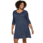 Juniors' Plus Size So&reg; Henley Swing Dress, Teens, Size: 2xl, Dark Blue