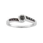 1/5 Carat T.w. Diamond Sterling Silver Halo Ring, Women's, Size: 8, Black