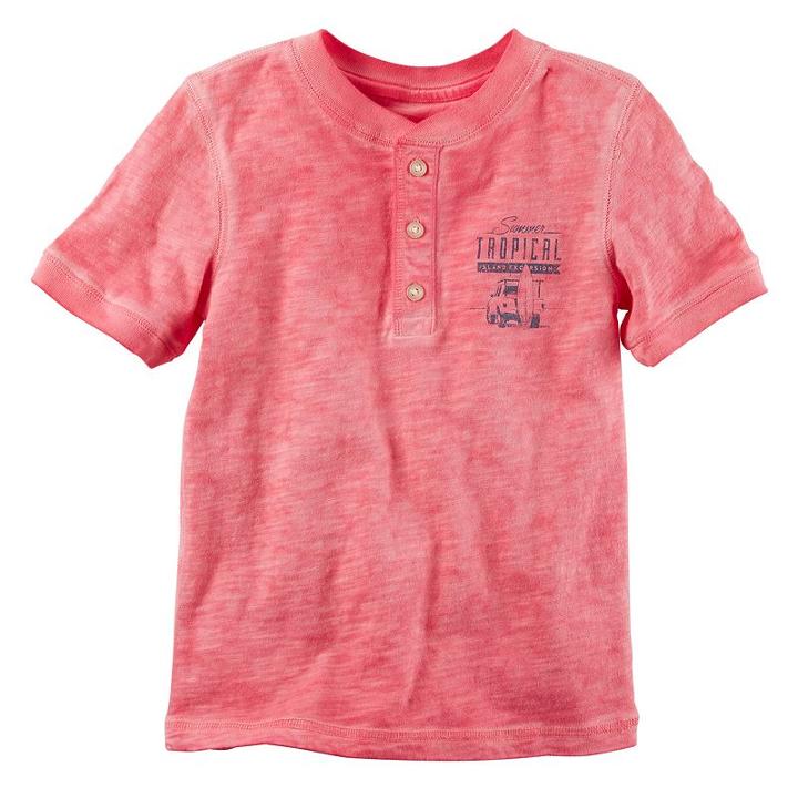 Boys 4-8 Carter's Chest Graphic Henley Tee, Boy's, Size: 5, Pink