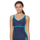 Women's Adidas Light As Heather Sport Tankini Top, Size: Small, Blue (navy)