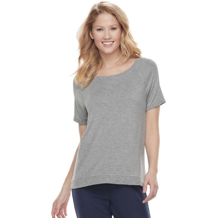 Women's Sonoma Goods For Life&trade; Ribbed Trim Tee, Size: Large, Med Grey
