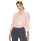 Women's Nina Leonard Embellished Crop Cardigan, Size: Medium, Dark Red