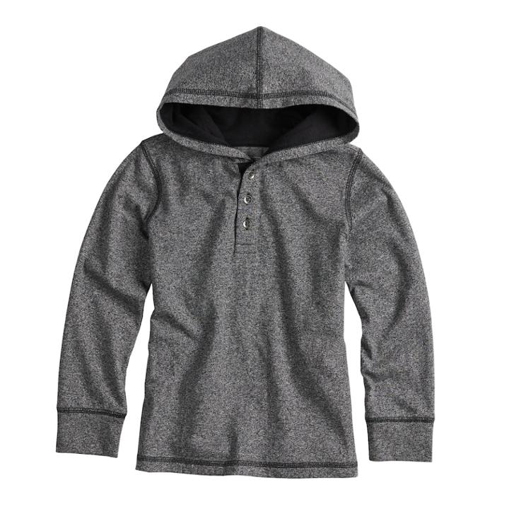 Boys 4-12 Sonoma Goods For Life&trade; Hooded Henley Top, Size: 8, Dark Grey