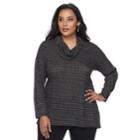 Plus Size Apt. 9&reg; Ribbed Print Top, Women's, Size: 0x, Pattern Black Gray