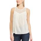 Women's Chaps Lace Yoke Swing Tank, Size: Xl, White