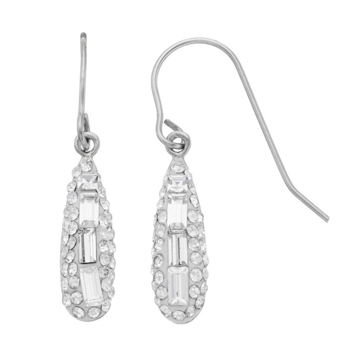 Sterling 'n' Ice Sterling Silver Crystal Baguette Drop Earrings, Women's, White