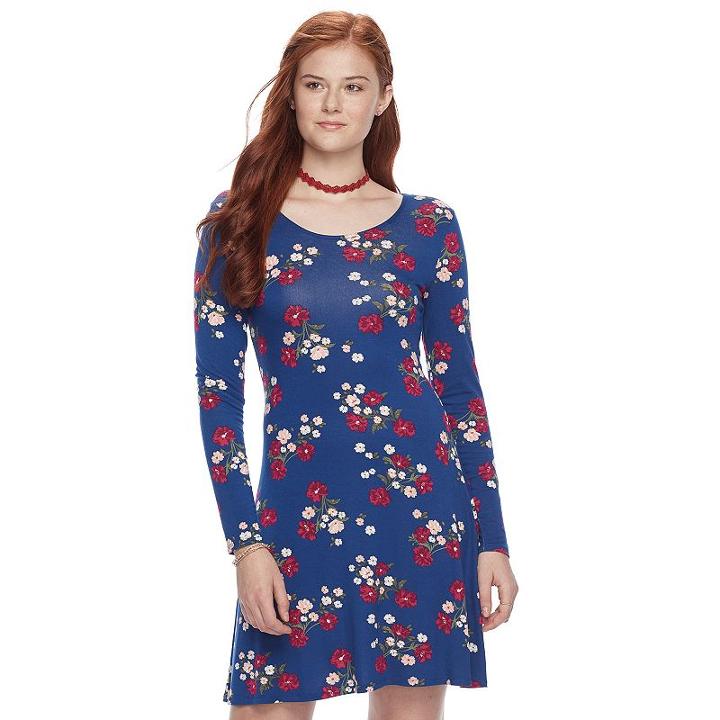 Juniors' So&reg; Lace-up Back Skater Dress, Teens, Size: Xs, Blue