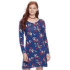 Juniors' So&reg; Lace-up Back Skater Dress, Teens, Size: Xs, Blue