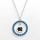 Logoart North Carolina Tar Heels Silver Tone Crystal Logo Charm Circle Pendant, Women's, Size: 18, Blue