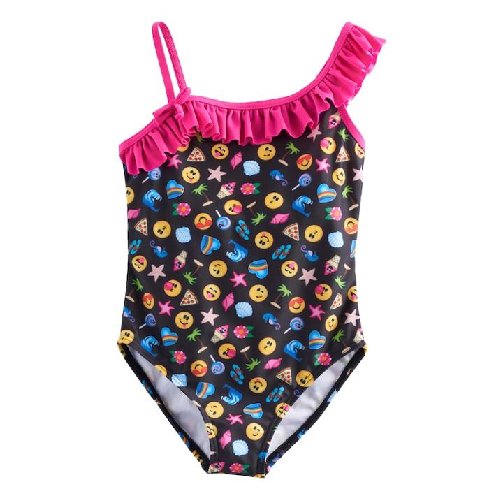 Girls 4-6x Emoli One Piece Swimsuit, Size: 6x, Black