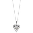 Tori Hill Sterling Silver Marcasite & Crystal Triple Heart Pendant Necklace, Women's, Size: 18, Black
