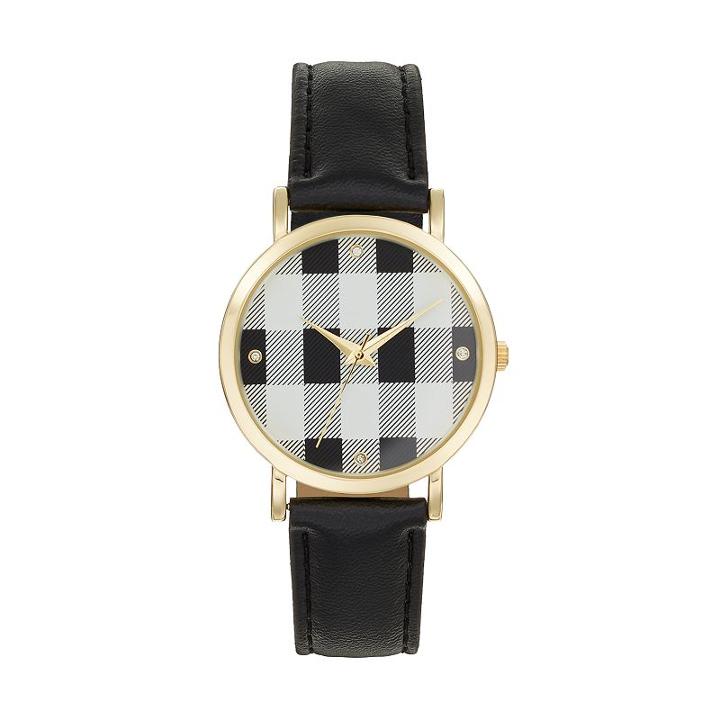 Women's Crystal Plaid Watch, Size: Medium, Black