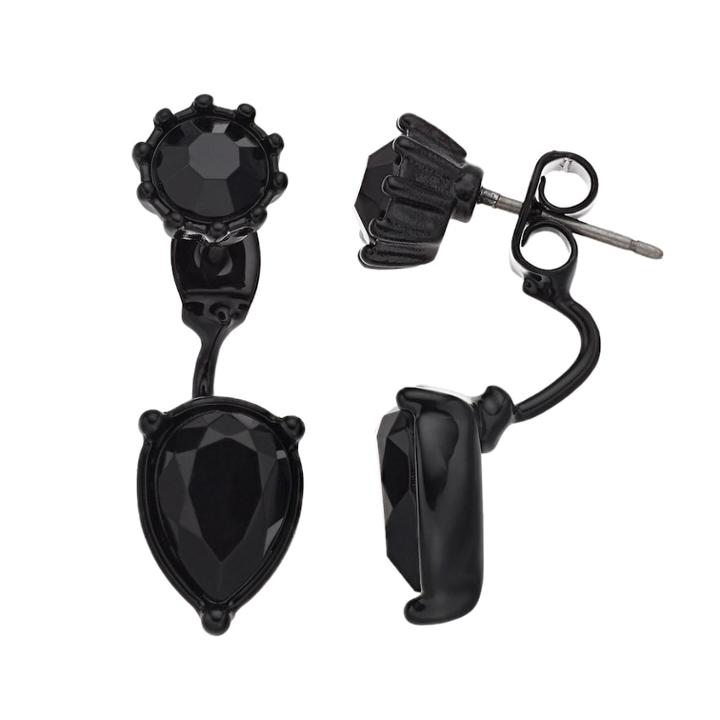 Simply Vera Vera Wang Black Front Back Drop Earrings, Women's